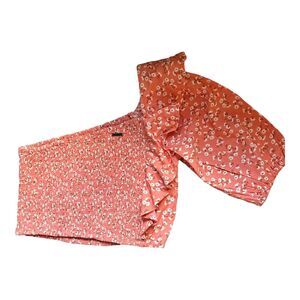 Billabong x Salty Blonde Shine On Top Womens Pink Floral One-Sleeve Crop Top L